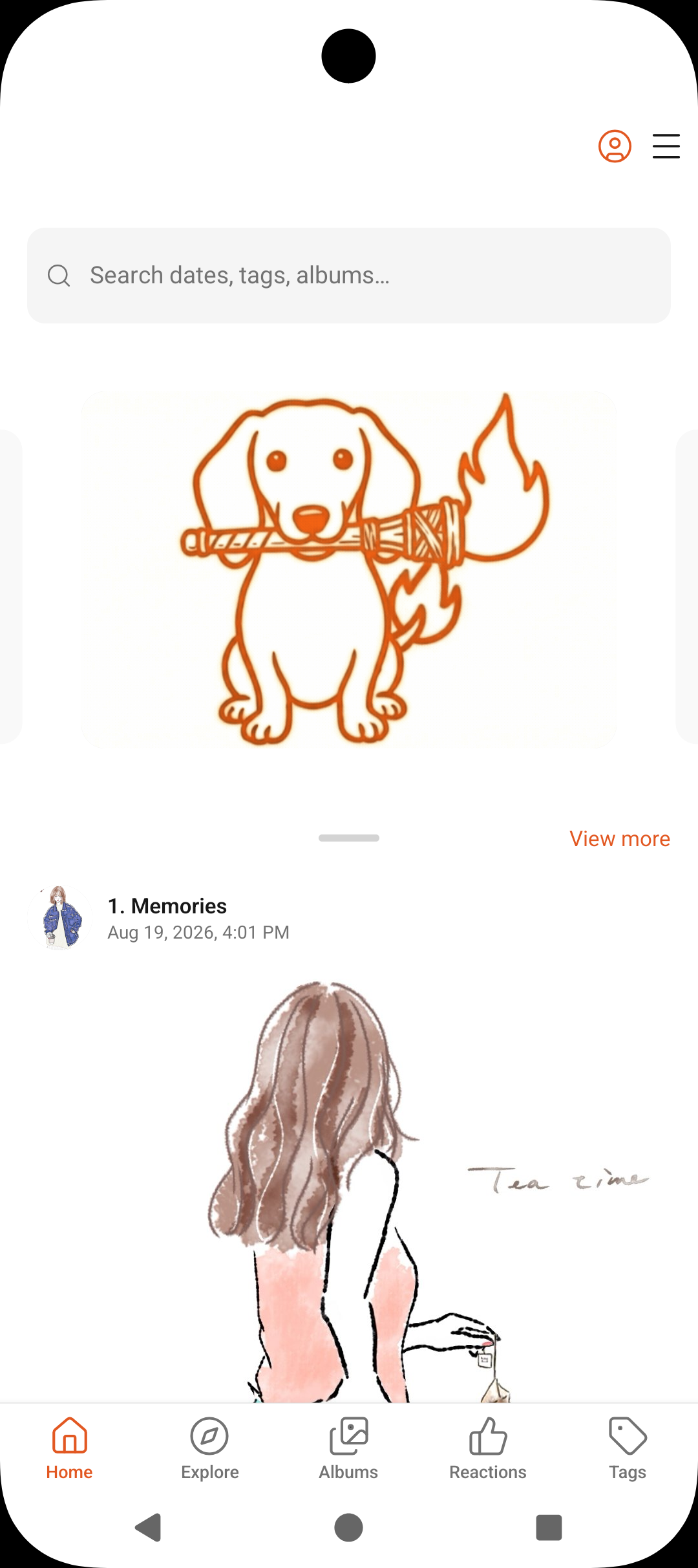 Ember Gallery home screen in light mode